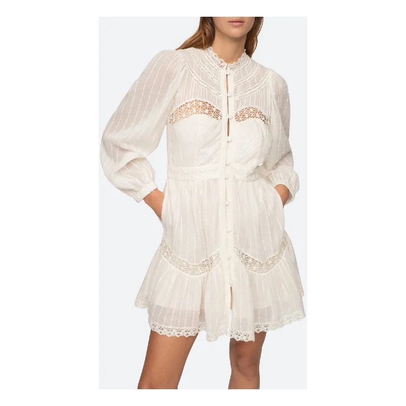 Limited Stock Available!Sea Ny Women Haven Cotton Dobby Long Sleeve Pintucked Mini Dress Cream Limited Stock Available!Sea Ny Women Haven Cotton Dobby Long Sleeve Pintucked Mini Dress Cream