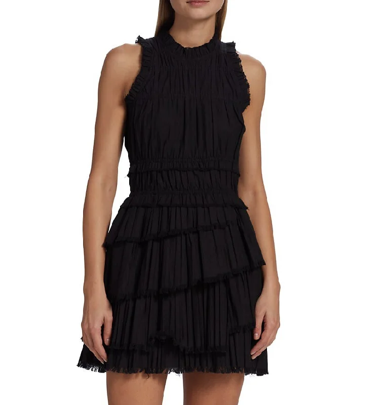 Crazy Discounts Inside!SEA NY Women's Greir Solid Black Pleated Sleeveless Mini Dress, L Crazy Discounts Inside!SEA NY Women's Greir Solid Black Pleated Sleeveless Mini Dress, L