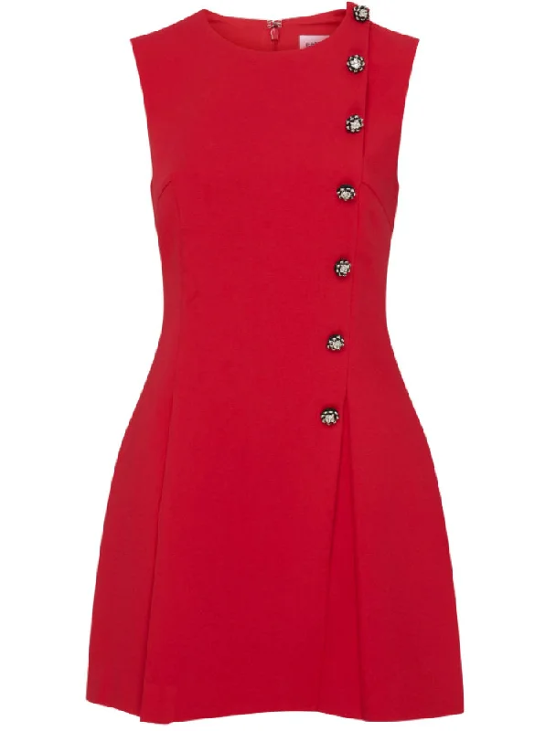 Your Favorite Sale is Back!Self Portrait Women Studded Details Wool Crepe Sleeveless Mini Dress Red