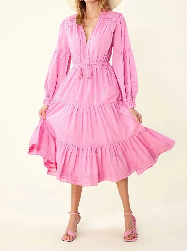 Buy More, Pay Less!Solid Midi Dress In Pink