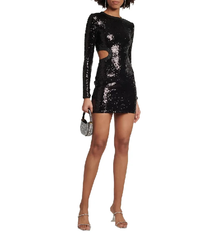 Save More with Every Purchase!Staud Women Dolce Long Sleeve Cut-Out Sequin Mini Dress Black Save More with Every Purchase!Staud Women Dolce Long Sleeve Cut-Out Sequin Mini Dress Black