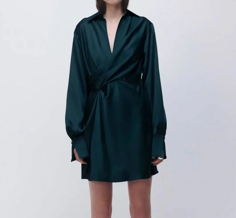 Only a Few Left – Order Now!Talit Draped Front Mini Dress In Emerald