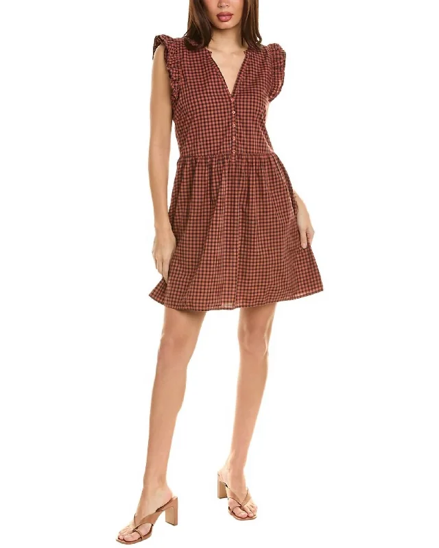 Hurry! While Supplies Last!Tegan Ruffled Mini Dress In Tajin Check