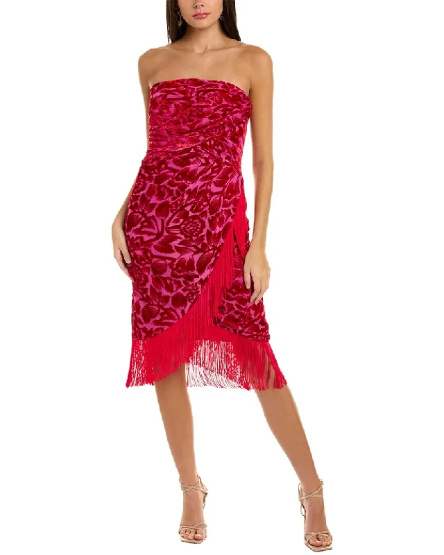 Shop Before It’s Gone!Theia Adina Fringe Cocktail Midi Dress
