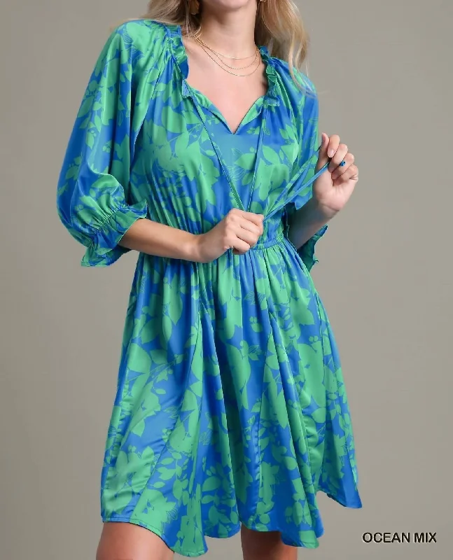 Bigger Savings, Better Shopping!Tie Detail Mini Dress In Ocean Mix