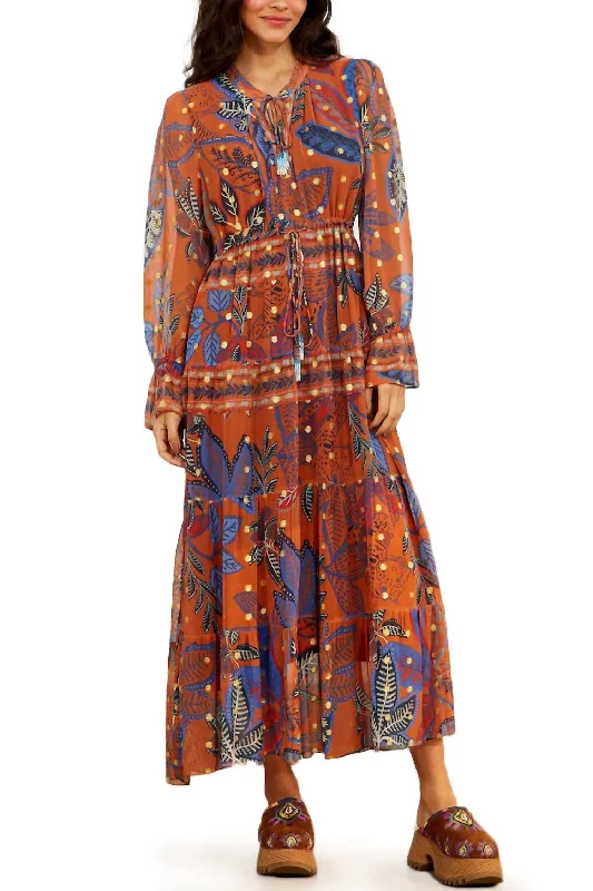 Hot Deals You Can’t Resist!Wild Jungle Midi Dress In Copper