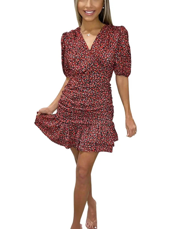 Everything Must Go!Womens Floral Print Short Mini Dress