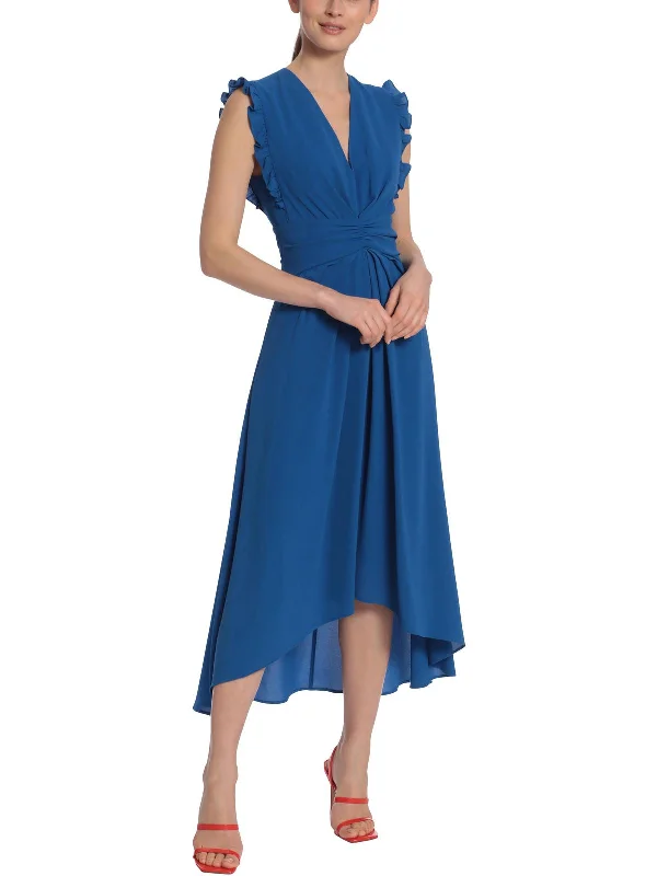 Your Shopping Spree Starts Here!Womens Hi-Low V-Neck Midi Dress