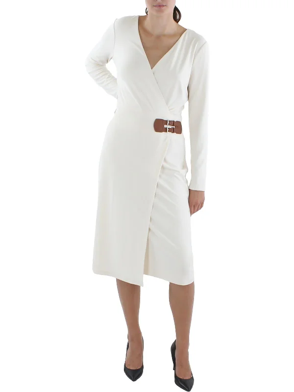 Save More Than Ever!Womens Jersey Buckle Midi Dress