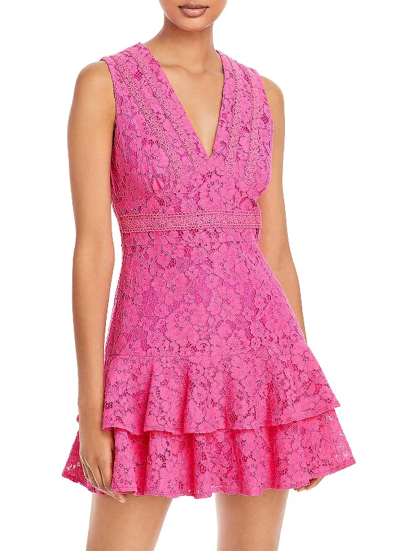 Massive Price Cuts!Womens Lace V-Neck Mini Dress