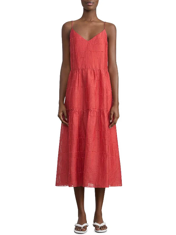 Special Discounts Inside!Womens Linen Silk Midi Dress
