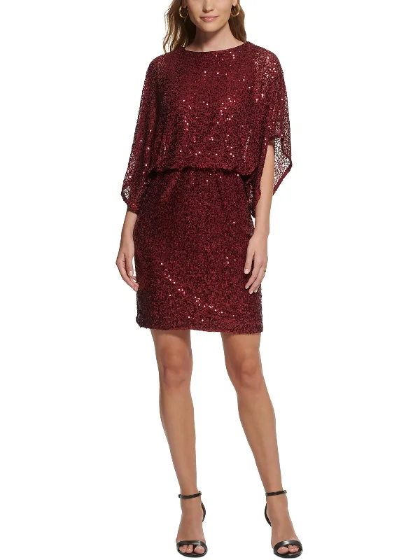 Save More Than Ever!Womens Nylon Sequined Mini Dress
