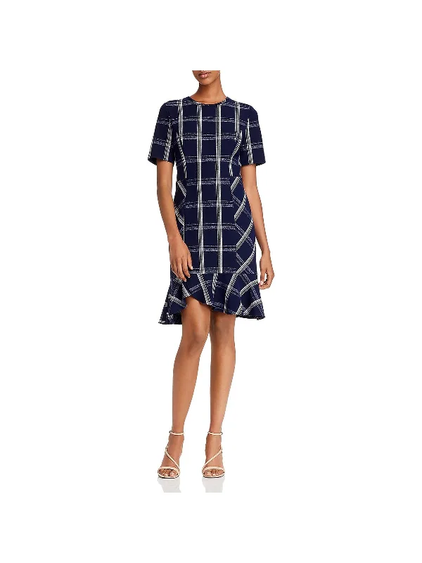 Flash Deals – Act Quickly!Womens Plaid Ruffled Mini Dress