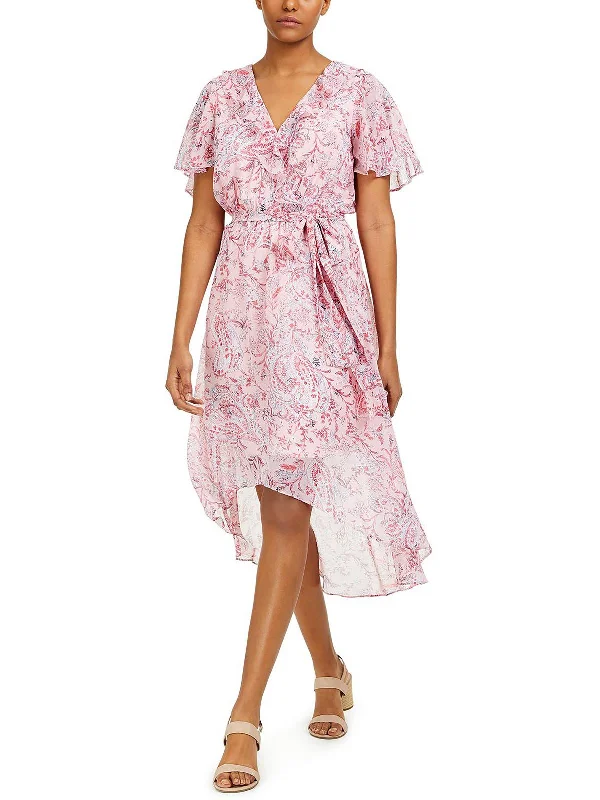 Price Drop Alert!Womens Ruffled Floral Print Midi Dress