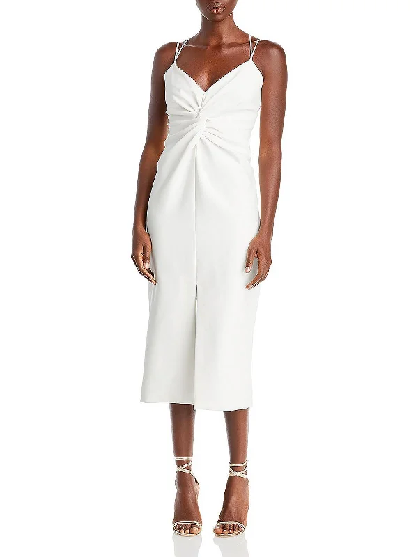 Save Up to 50% Off!Womens Scuba Faux-Wrap Midi Dress