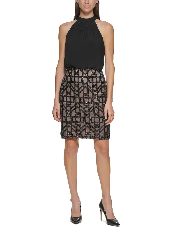 Your Favorite Sale is Back!Womens Sequined Halter Mini Dress