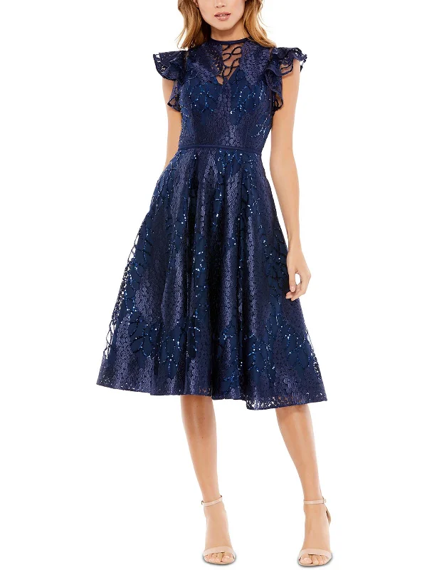 Unmissable Offers Await!Womens Sequined Ruffled Midi Dress