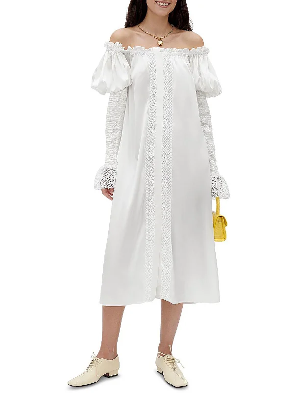 Buy More, Save More!Womens Silk Mid-Calf Midi Dress