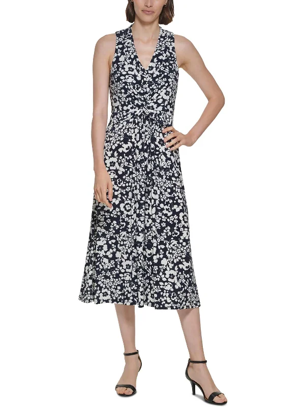 Time to Save Big!Womens V-Neck Mid-Calf Midi Dress