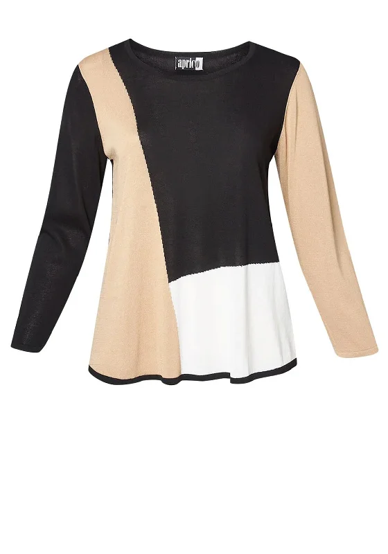 Shop the Hottest Deals!Aprico Curve Abelline Colour Block Knit Sweater, Black