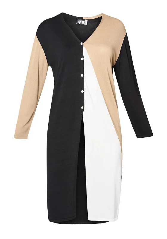 Act Fast – Limited Time Savings!Aprico Curve Palamosa Colour Block Long Knit Cardigan, Black Act Fast – Limited Time Savings!Aprico Curve Palamosa Colour Block Long Knit Cardigan, Black