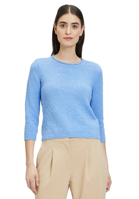 Save Up to 50% Off!Betty Barclay Knit Cropped Sleeve Jumper, Blue