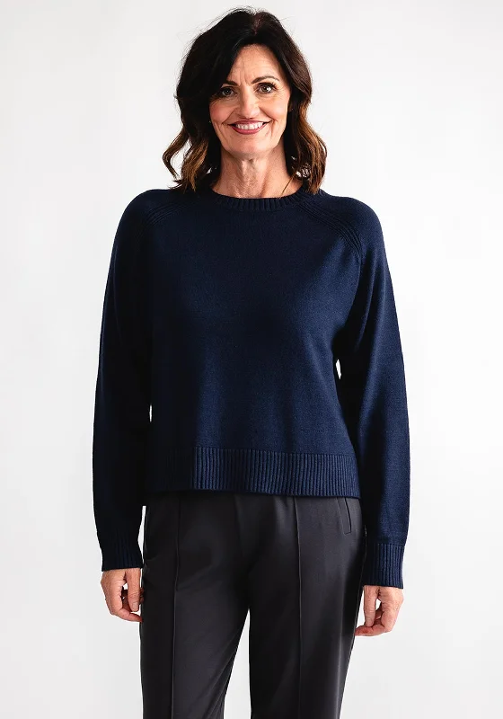 Your Shopping Wish, Our Discount Command!b.young Ribbed Trim Sweater, Navy