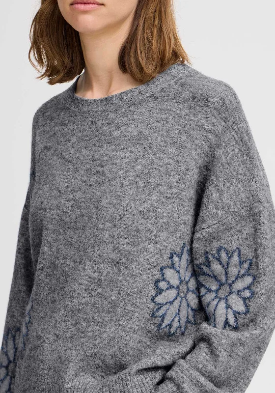 Your Wallet Will Thank You!b.Young Omea Floral Jumper, Grey and Blue