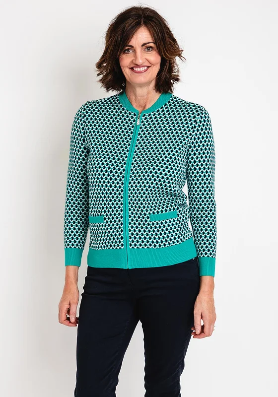 The Best Sale of the Year!Castle of Ireland Zip Up Print Cardigan, Spring Leaf