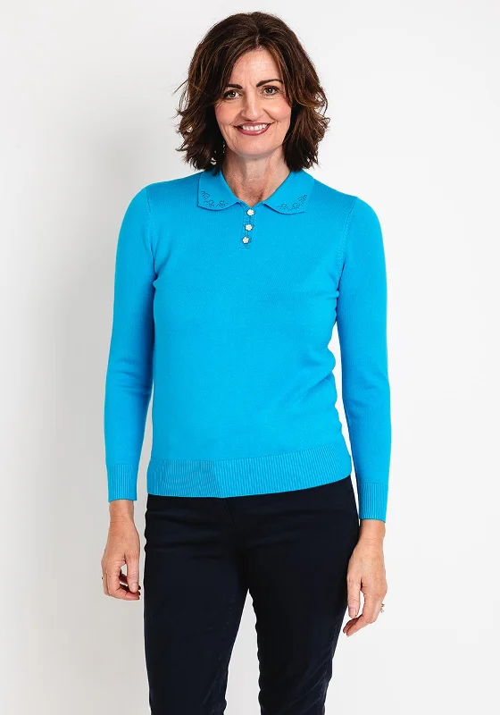 Flash Deals – Act Quickly!Castle of Ireland Diamante Flat Collar Sweater, Blue Lagoon