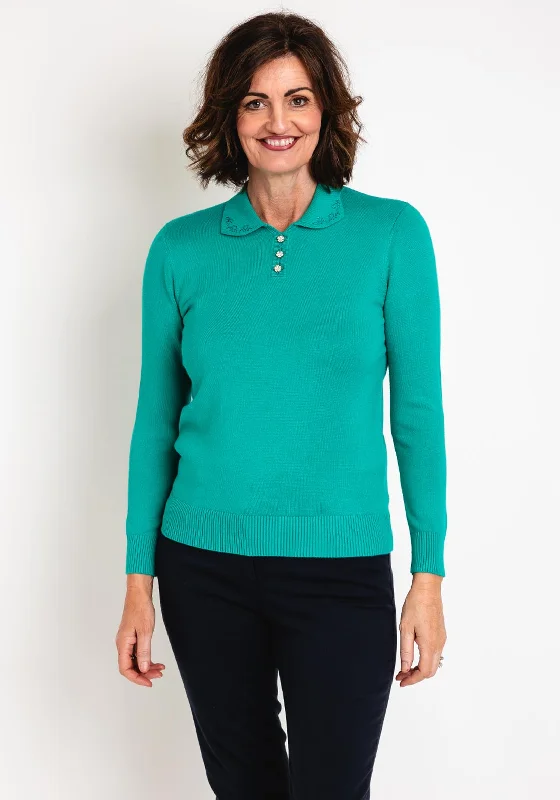 Steals and Deals Await!Castle of Ireland Diamante Flat Collar Sweater, Spring Leaf