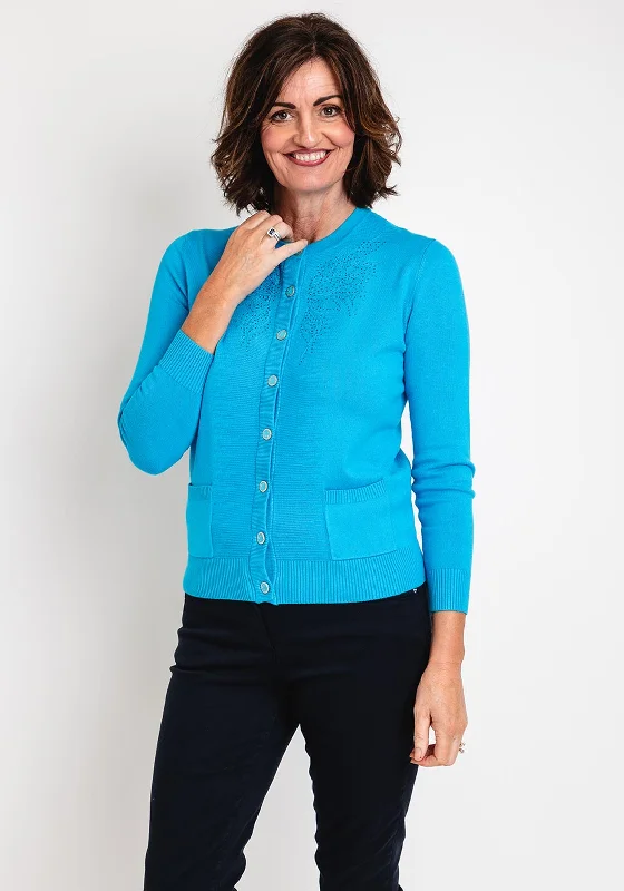 Score Big Savings Today!Castle of Ireland Embroidered Rhinestone Cardigan, Blue Lagoon
