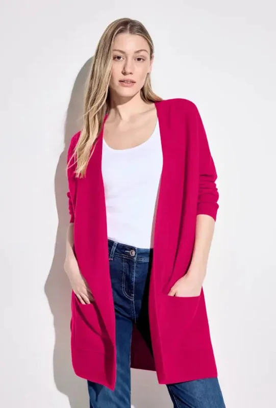Stock Up and Save!Cecil Ribbed Open Long Cardigan, Pink Sorbet