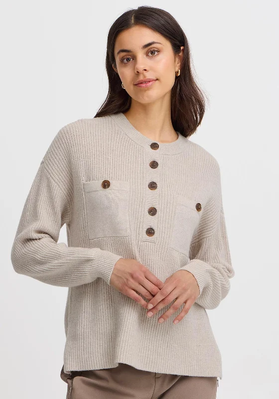 Buy More, Pay Less!Fransa Bitte Pocket Front Jumper, Beige
