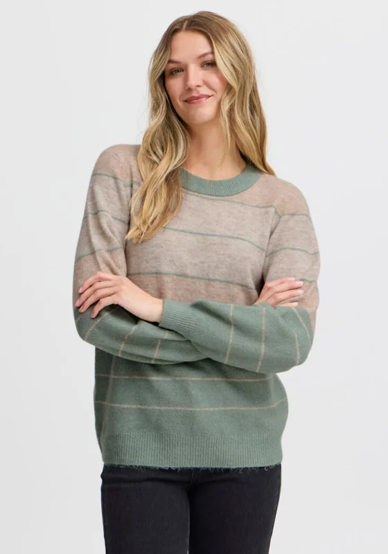 Shop More, Spend Less!Fransa Ellis Striped Colour Block Knit Jumper, Green