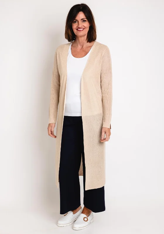 Save More Than Ever!Gerry Weber Longline Open Ribbed Knit Cardigan, Beige