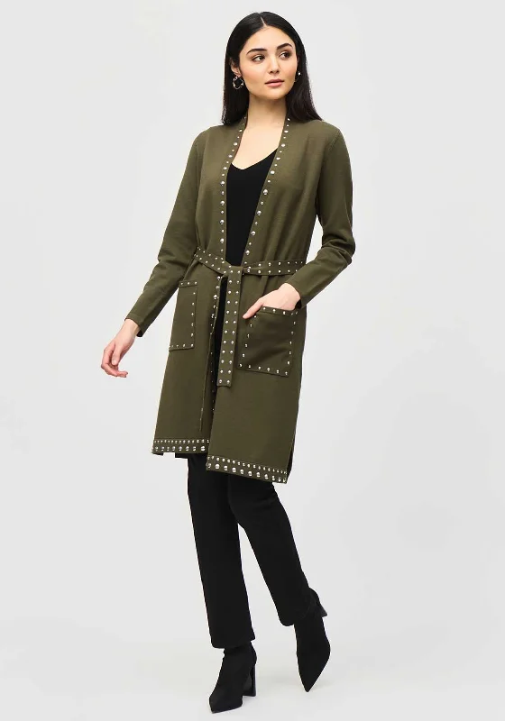 Bigger Savings, Better Shopping!Joseph Ribkoff Flat Stud Trim Long Cardigan, Khaki Bigger Savings, Better Shopping!Joseph Ribkoff Flat Stud Trim Long Cardigan, Khaki