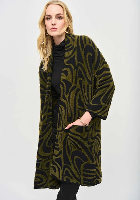 Save Like Never Before!Joseph Ribkoff Oversized Abstract Print Cardigan, Iguana & Black Save Like Never Before!Joseph Ribkoff Oversized Abstract Print Cardigan, Iguana & Black