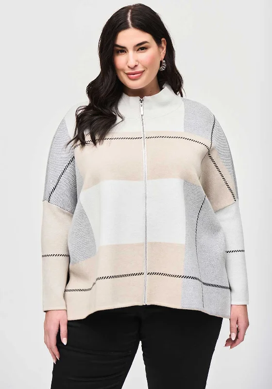 Save More Than Ever!Joseph Ribkoff One Size Zipped Panel Design Cardigan, Grey Multi Save More Than Ever!Joseph Ribkoff One Size Zipped Panel Design Cardigan, Grey Multi