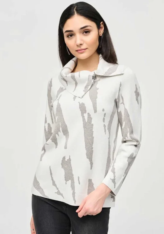 Your Shopping Spree Starts Here!Joseph Ribkoff Zip Cowl Neck Jumper, Vanilla & Grey Melange Your Shopping Spree Starts Here!Joseph Ribkoff Zip Cowl Neck Jumper, Vanilla & Grey Melange
