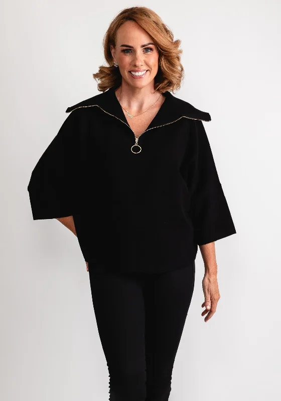 Unmissable Offers Await!Joseph Ribkoff Oversized Dolman Half Zip Jumper, Black
