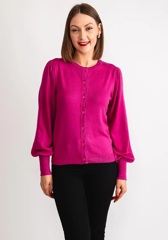 Unbeatable Prices!Kaffe Lizza Balloon Sleeve Cardigan, Fuchsia Pink