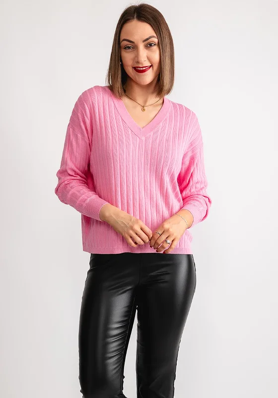 Exclusive Deals Just for You!Kaffe Lola V Neck Knitted Sweater, Rosebloom Pink