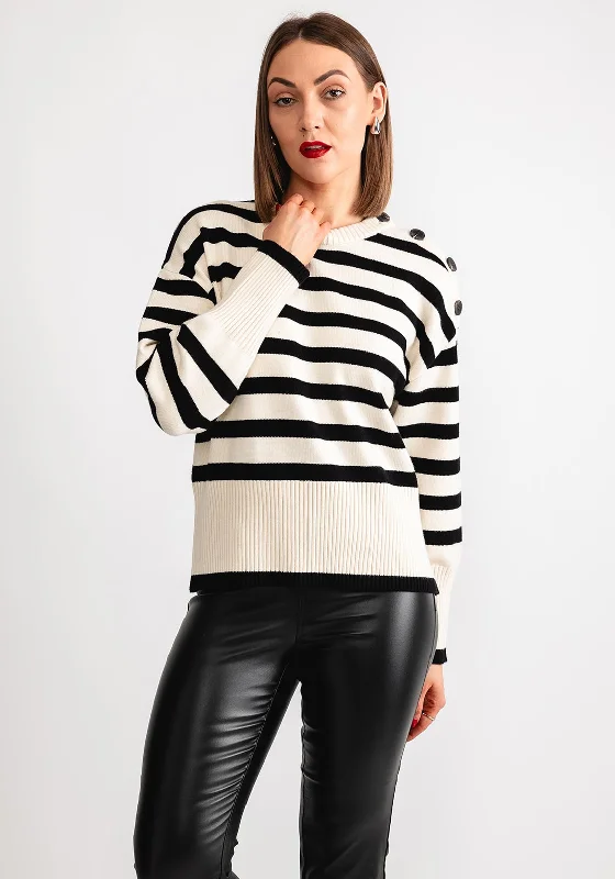Today’s Deals, Tomorrow’s Regrets!Kaffe Marie Striped Button Knit Jumper, Off White & Black