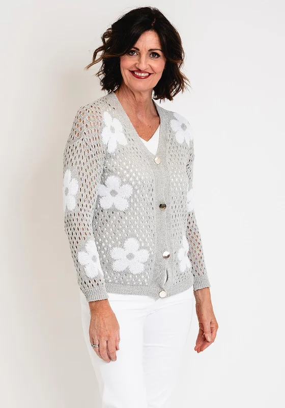 Your Shopping Wish, Our Discount Command!Serafina Collection One Size Daisy Print Cardigan, Grey Your Shopping Wish, Our Discount Command!Serafina Collection One Size Daisy Print Cardigan, Grey