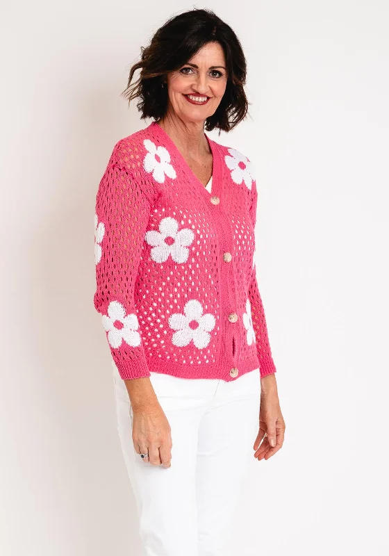 Best Offers of the Month!Serafina Collection One Size Daisy Print Cardigan, Pink