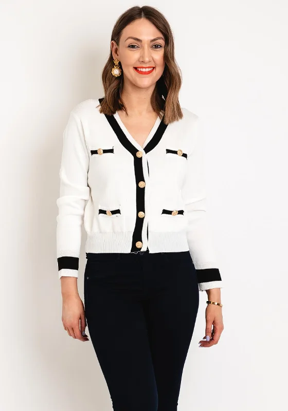 Save More When You Shop More!Serafina Collection One Size Gold Button Cardigan, White