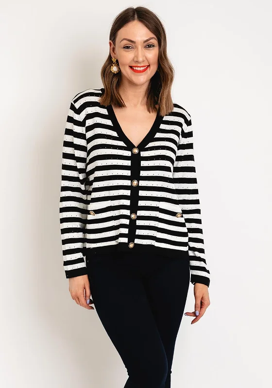 The Best Sale of the Year!Serafina Collection One Size Gold Button Striped Cardigan, Black The Best Sale of the Year!Serafina Collection One Size Gold Button Striped Cardigan, Black