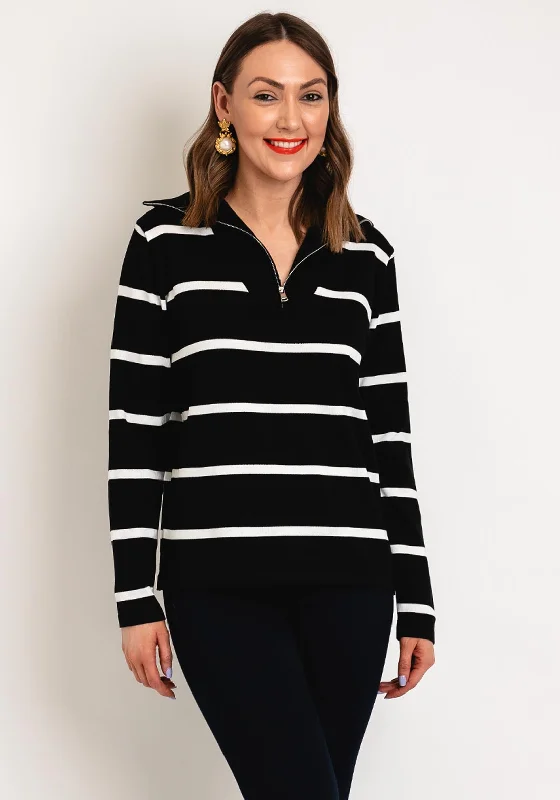 Savings You Can’t Ignore!Serafina Collection One Size Half Zip Striped Sweater, Black Savings You Can’t Ignore!Serafina Collection One Size Half Zip Striped Sweater, Black