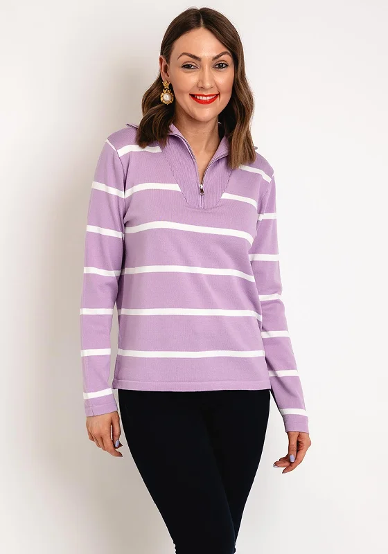 Flash Deals – Act Quickly!Serafina Collection One Size Half Zip Striped Sweater, Lilac Flash Deals – Act Quickly!Serafina Collection One Size Half Zip Striped Sweater, Lilac